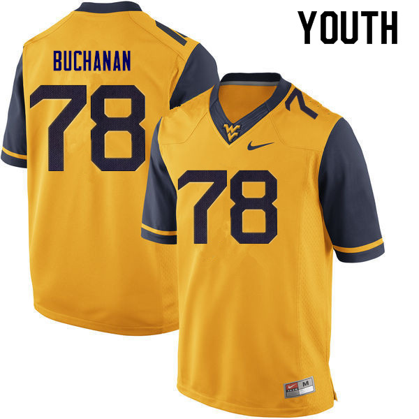 Youth #78 Daniel Buchanan West Virginia Mountaineers College Football Jerseys Sale-Gold - Click Image to Close